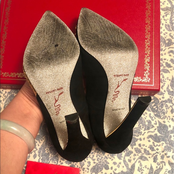 Rene Caovilla Suede Leather Crystal High Heels, 35 - Picture 7 of 11